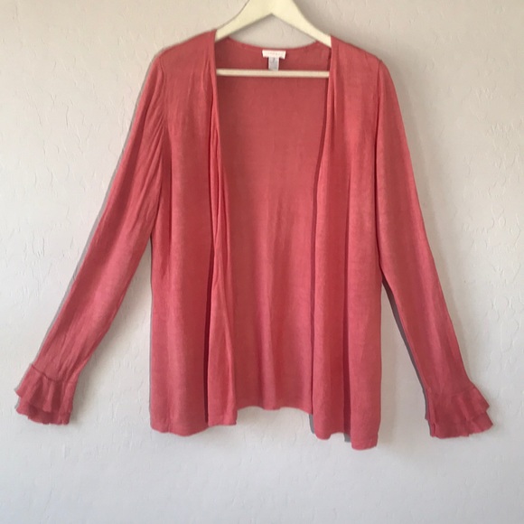Chico’s | Cardigan Ruffle Cuff Long Sleeve Wrap L - Picture 1 of 4